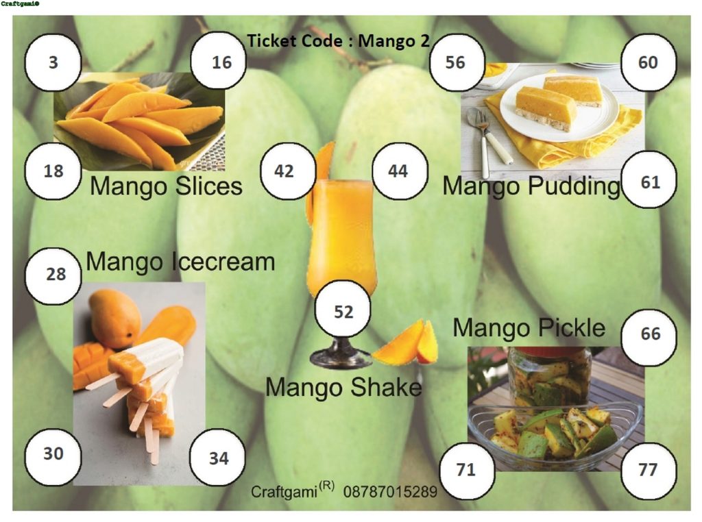 Mango Theme Housie Ticket (24 Tickets) Craftgami