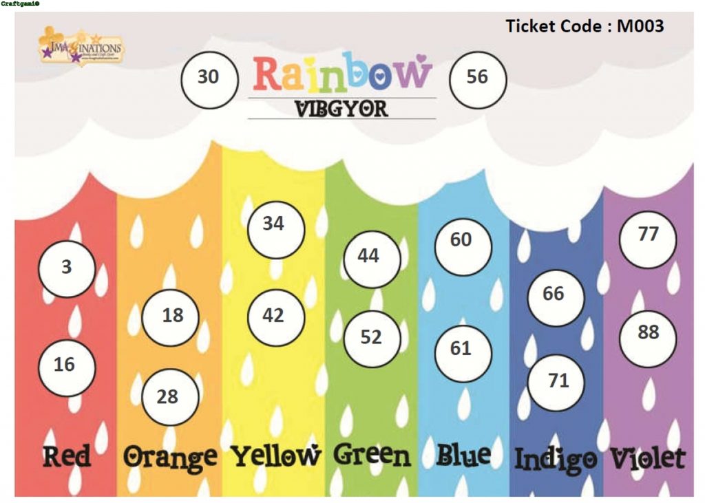 Rainbow Theme Housie Ticket (24 Tickets) - Craftgami