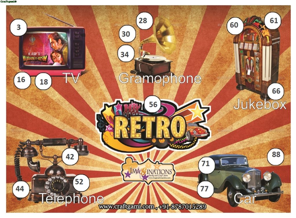 Retro Theme Housie Ticket (24 Tickets) - Craftgami