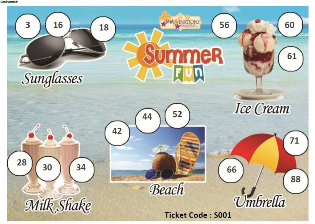 Summer Theme Housie Ticket (24 Tickets) Craftgami