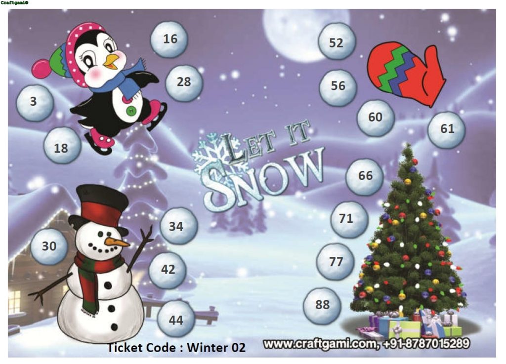 Winter Theme Housie Ticket (24 Tickets) - Craftgami