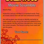 Bollywood Movie Scramble Game for Kitty Party, Housie (24 Game Cards + 1 Answer Card)