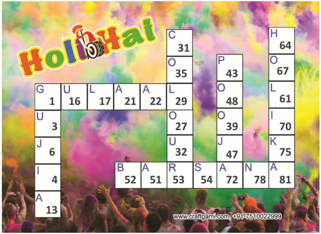 Holi Crossword Housie Ticket (24 Tickets) - Craftgami