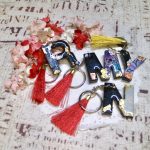 Handmade Resin Keychain (Black theme) - 1 pc, choose alphabet