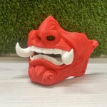 Oni Mask Red (3d printed, White), Adult Size