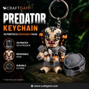3d printed Flexi Keychain - Predator (with removable mask) - 1 pc